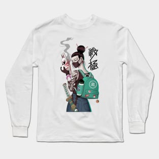 Japanese Fox Mask Girl Urban Style Long Sleeve T-Shirt